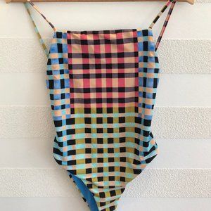 Mara Hoffman Reversible Plaid One Piece Bikini